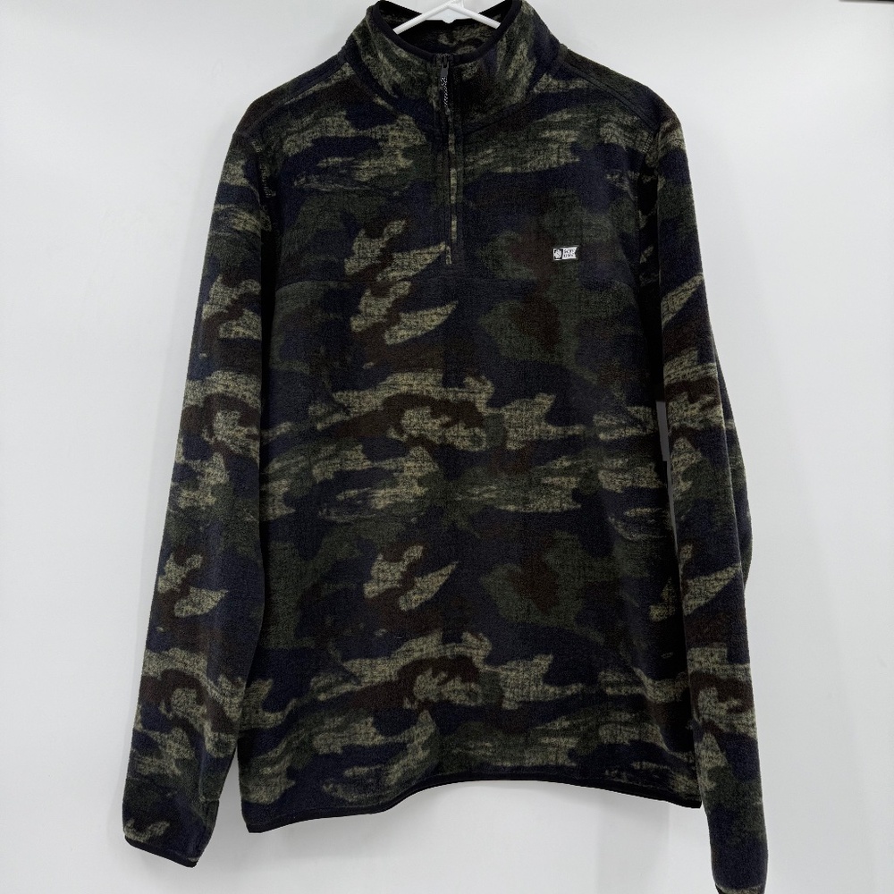 Salty Crew Sweater Men Large NEW Green Camo Fleece 1/4 Zip Pullover Long Sleeve